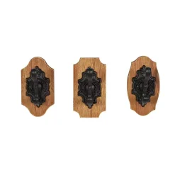 Kirklands Home Black Metal and Wood Wall Hooks, Set of 3