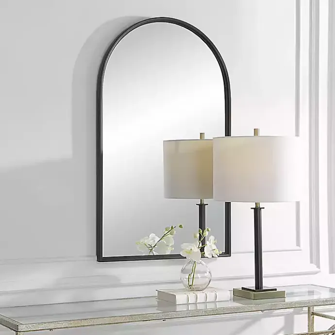 New Kirklands Home Black Metal Arch Frame Wall Mirror