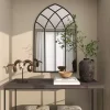 Online Kirklands Home Black Metal Arch Framed Mirror