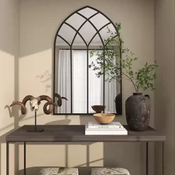 Online Kirklands Home Black Metal Arch Framed Mirror