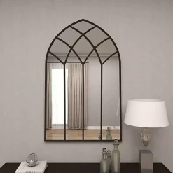 Online Kirklands Home Black Metal Arch Framed Mirror
