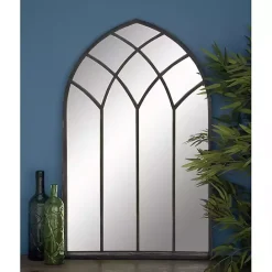 Online Kirklands Home Black Metal Arch Framed Mirror