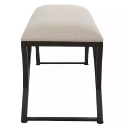 Online Kirklands Home Black Metal Arched Frame Upholstered Bench Ivory