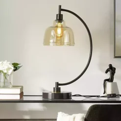 Kirklands Home Black Metal Arched Task Lamp Brown