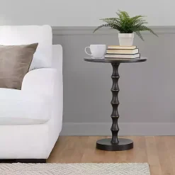 New Kirklands Home Metal Bamboo Accent Table Black