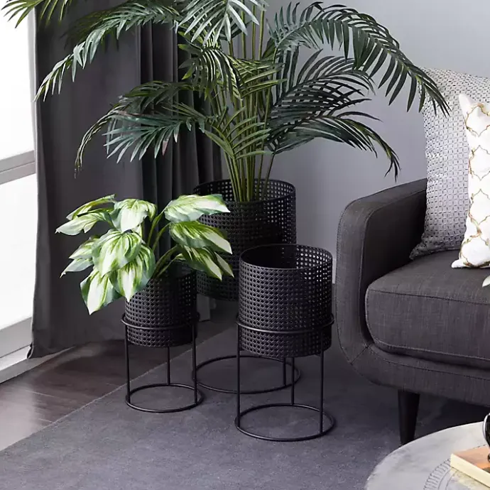 Hot Kirklands Home Metal Basket Weave Planters, Set of 3 Black
