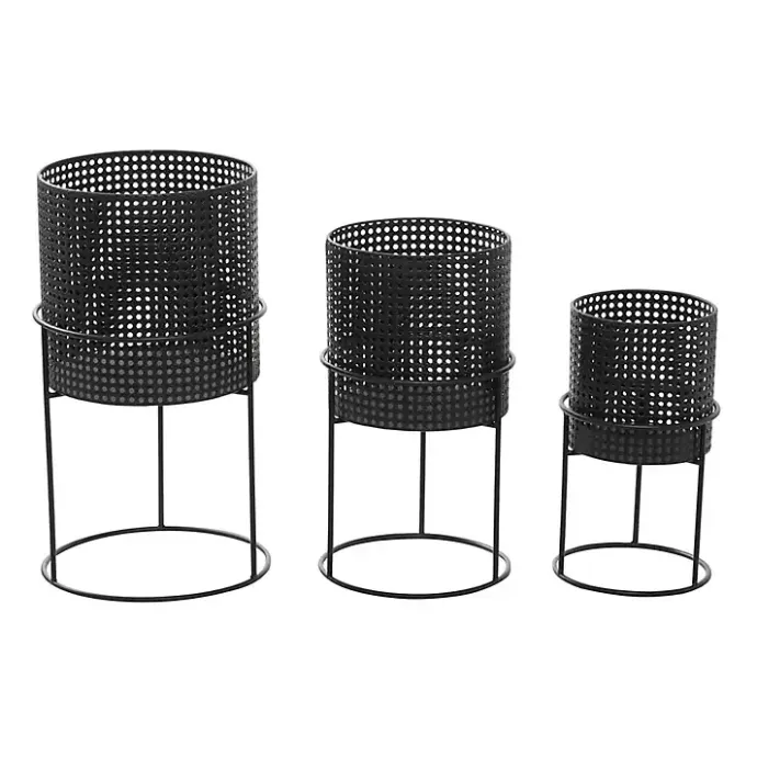 Hot Kirklands Home Metal Basket Weave Planters, Set of 3 Black