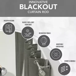 Kirklands Home Black Metal Blackout Finial Curtain Rod, 36 in.