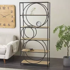 Kirklands Home Black Metal Circles 5-Tier Bookcase