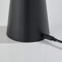 Online Kirklands Home Metal Cordless Lamp with White Ribbed Shade Black