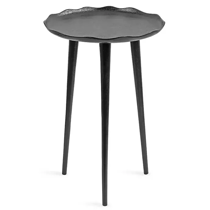 Kirklands Home Metal Deckled Edge Round Side Table Black