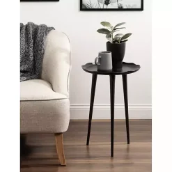 Kirklands Home Metal Deckled Edge Round Side Table Black
