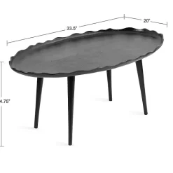 Clearance Kirklands Home Metal Deckled Edge Oval Coffee Table Black