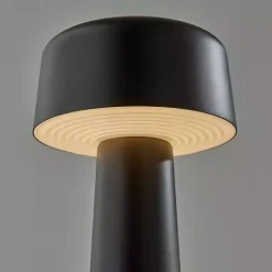 New Kirklands Home Metal Dome Frosted Light Cordless Table Lamp Black