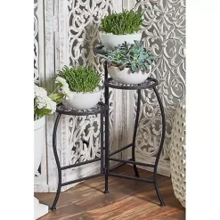 Sale Kirklands Home Metal Floral 3-Tier Plant Stand Black