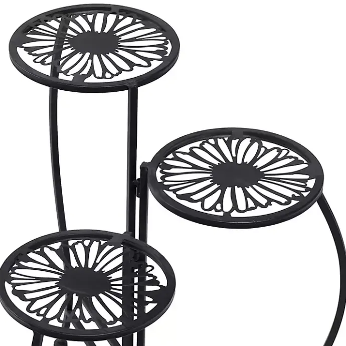 Sale Kirklands Home Metal Floral 3-Tier Plant Stand Black