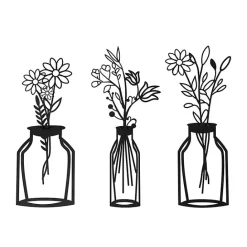 Hot Kirklands Home Metal Floral Vase Wall Plaques, Set of 3 Black