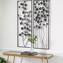 Outlet Kirklands Home Metal Floral Wall Plaques, Set of 2 Black
