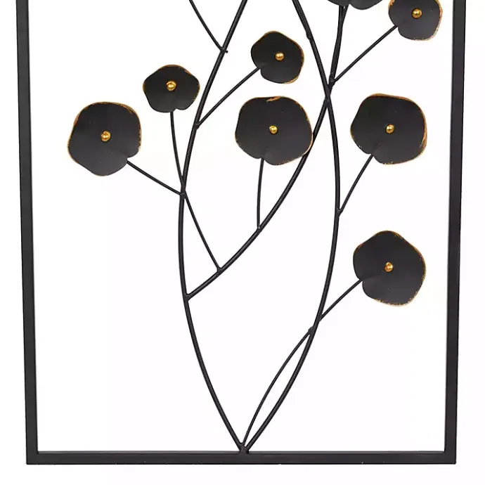 Outlet Kirklands Home Metal Floral Wall Plaques, Set of 2 Black