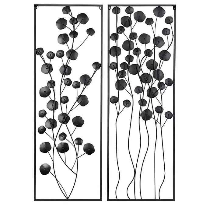 Outlet Kirklands Home Metal Floral Wall Plaques, Set of 2 Black