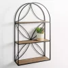 Online Kirklands Home Black Metal Flower Frame 3-Tier Wall Shelf