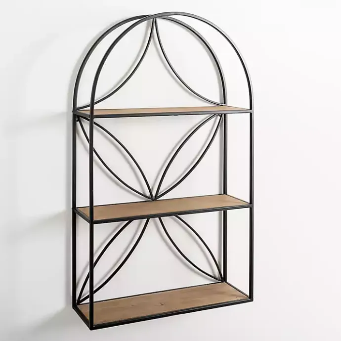 Online Kirklands Home Black Metal Flower Frame 3-Tier Wall Shelf