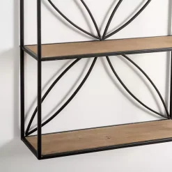 Online Kirklands Home Black Metal Flower Frame 3-Tier Wall Shelf