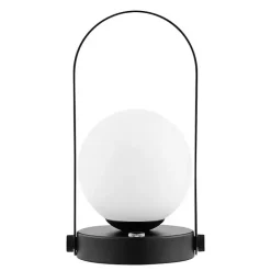 Best Kirklands Home Black Metal Glass Globe Cordless Table Lamp White