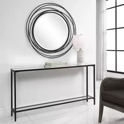 Clearance Kirklands Home Metal Glass Top Console Table Black