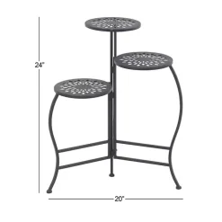 Discount Kirklands Home Metal Medallion 3-Tier Folding Plant Stand Black