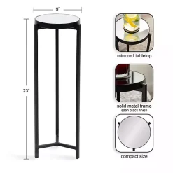 Hot Kirklands Home Metal Mirrored Tabletop Aguilar Drink Table Black