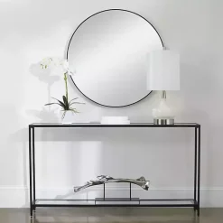 Online Kirklands Home Black Metal Mirrored Top Console Table