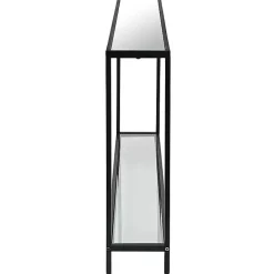 Online Kirklands Home Black Metal Mirrored Top Console Table