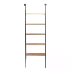 Outlet Kirklands Home Black Metal Pipe Frame Brown Wood Wall Shelf