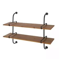 Online Kirklands Home Black Metal Pipe Two-Tier Wall Mounted Shelf