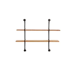 Online Kirklands Home Black Metal Pipe Two-Tier Wall Mounted Shelf