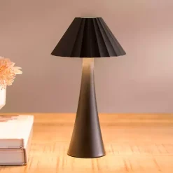 Kirklands Home Metal Ribbed Rechargeable Touch Lamp Black