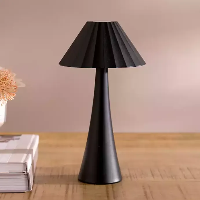 Kirklands Home Metal Ribbed Rechargeable Touch Lamp Black
