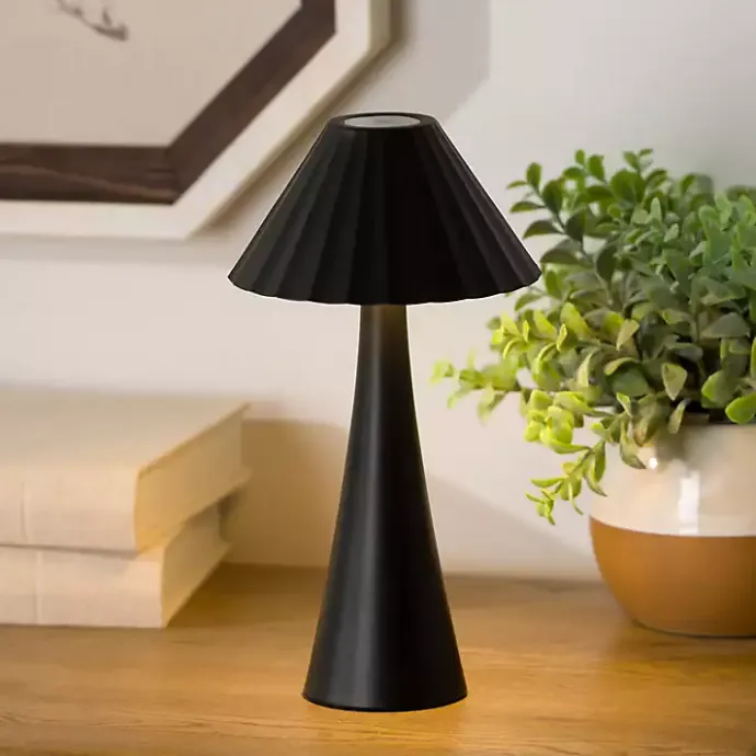 Kirklands Home Metal Ribbed Rechargeable Touch Lamp Black