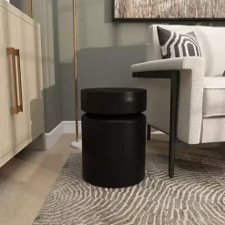 Clearance Kirklands Home Metal Round Drum Accent Table Black