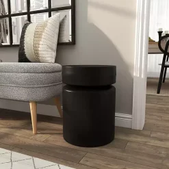 Clearance Kirklands Home Metal Round Drum Accent Table Black