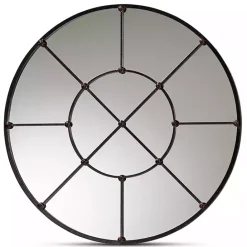 Hot Kirklands Home Metal Round Geometric Pane Wall Mirror Black
