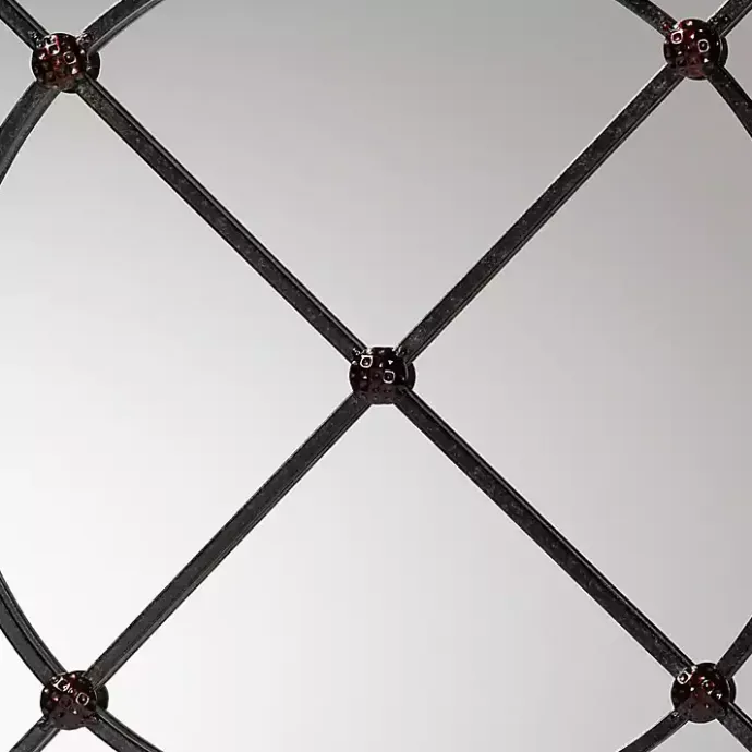 Hot Kirklands Home Metal Round Geometric Pane Wall Mirror Black