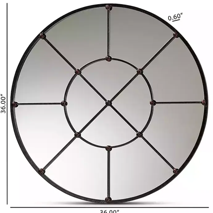 Hot Kirklands Home Metal Round Geometric Pane Wall Mirror Black