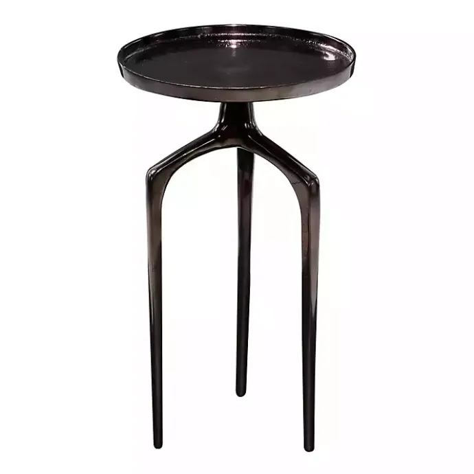 Kirklands Home Metal Round Tripod Accent Table Black