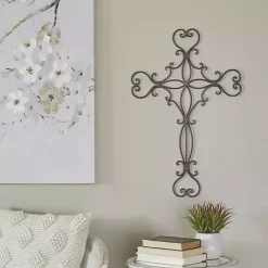 Hot Kirklands Home Metal Scroll Cross Wall Plaque Black