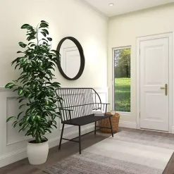 New Kirklands Home Metal Slatted Back Outdoor Bench Black