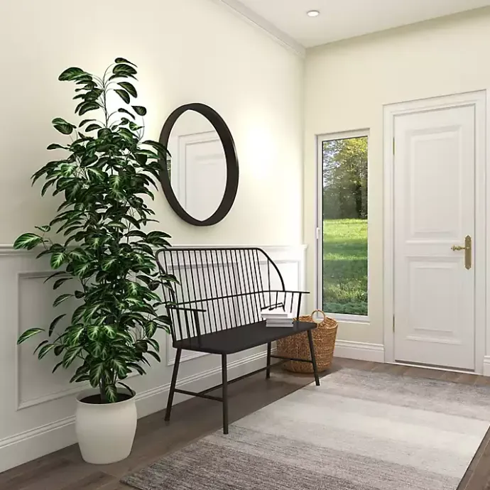New Kirklands Home Metal Slatted Back Outdoor Bench Black