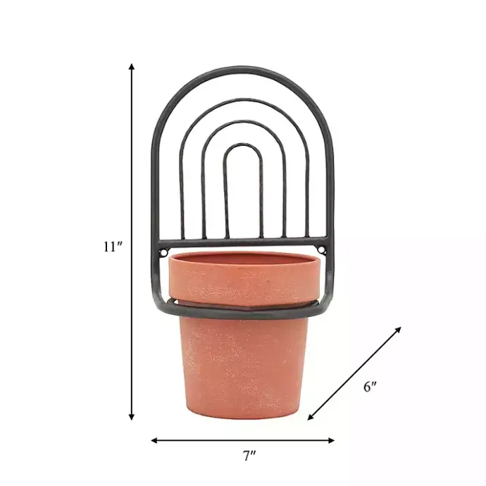 Online Kirklands Home Black Metal Terracotta Arch Wall Planter, 11 in.