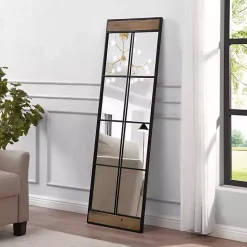 Best Kirklands Home Black Metal Window Grid Standing Mirror